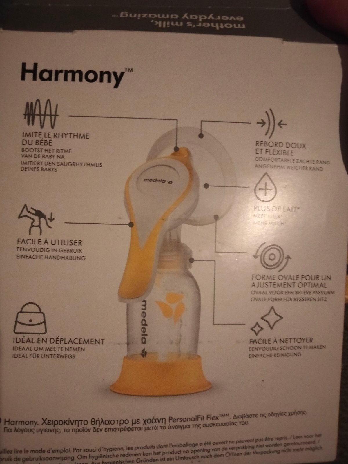Medela Harmony Borstkolf met accessoires, Gebruikt, Borstkolf, Ophalen of Verzenden, Draagbaar
