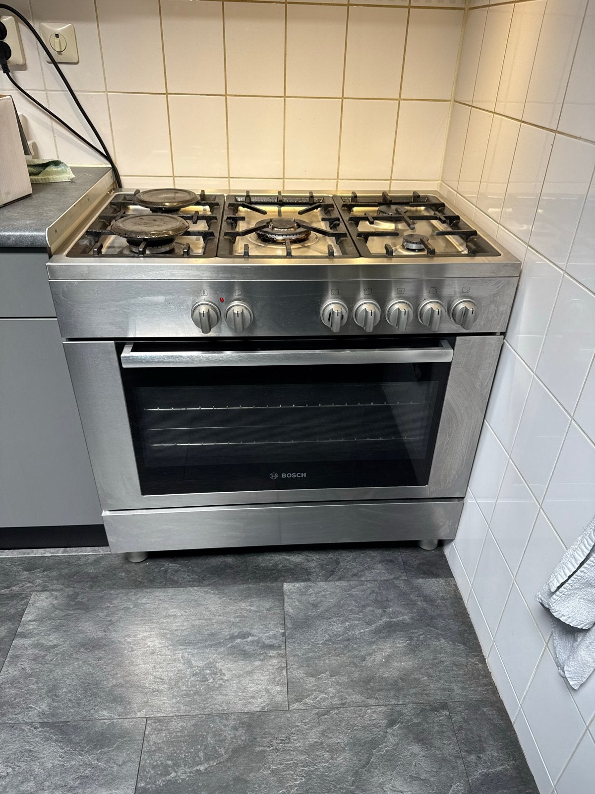 Bosch Vrijstaand Gasfornuis met Oven, Ophalen, Gebruikt, 60 cm of meer, 4 kookzones
