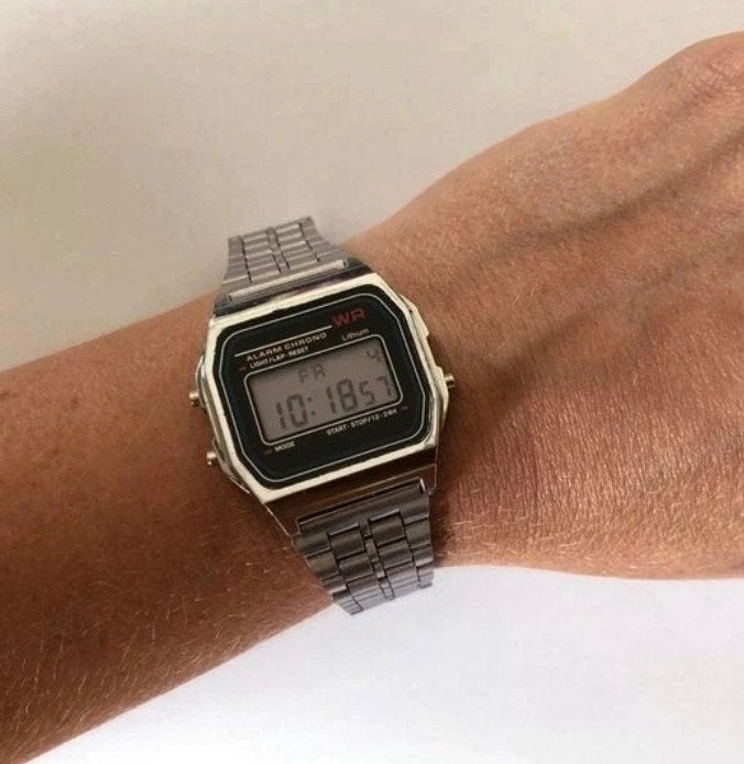 retro lcd horloge, Ophalen of Verzenden, Staal, Overige merken, 1960 of later