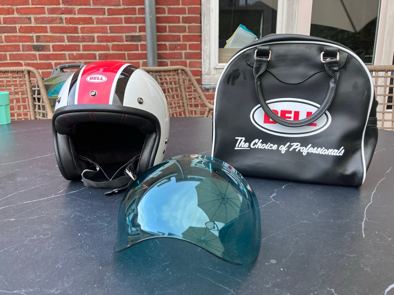 Bell Custom 500 Jethelm - Wit/Rood/Zwart - Maat L, Motoren, Heren, Jethelm, Ophalen of Verzenden, L