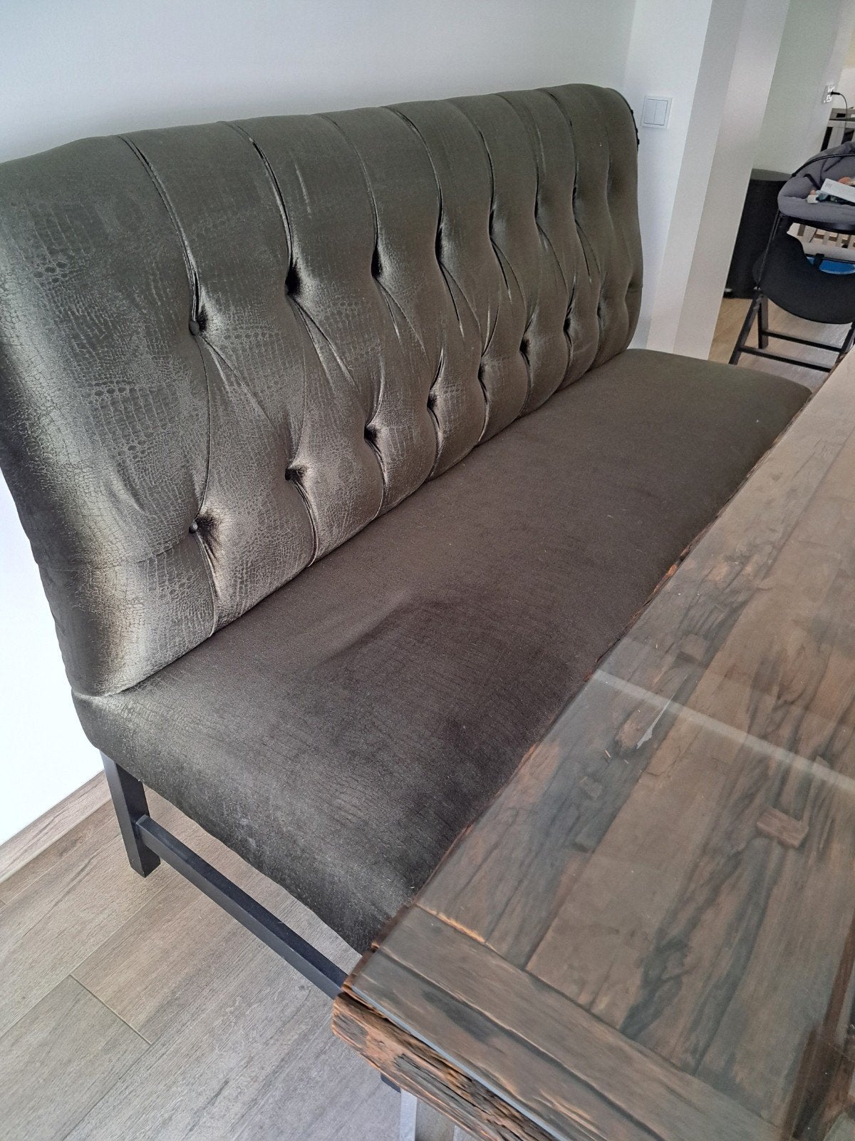 Luxe Eetbank 2m lang, 65cm breed, 117cm hoog, Ophalen, Zo goed als nieuw, Stof, Luxe, Modern, Klassiek