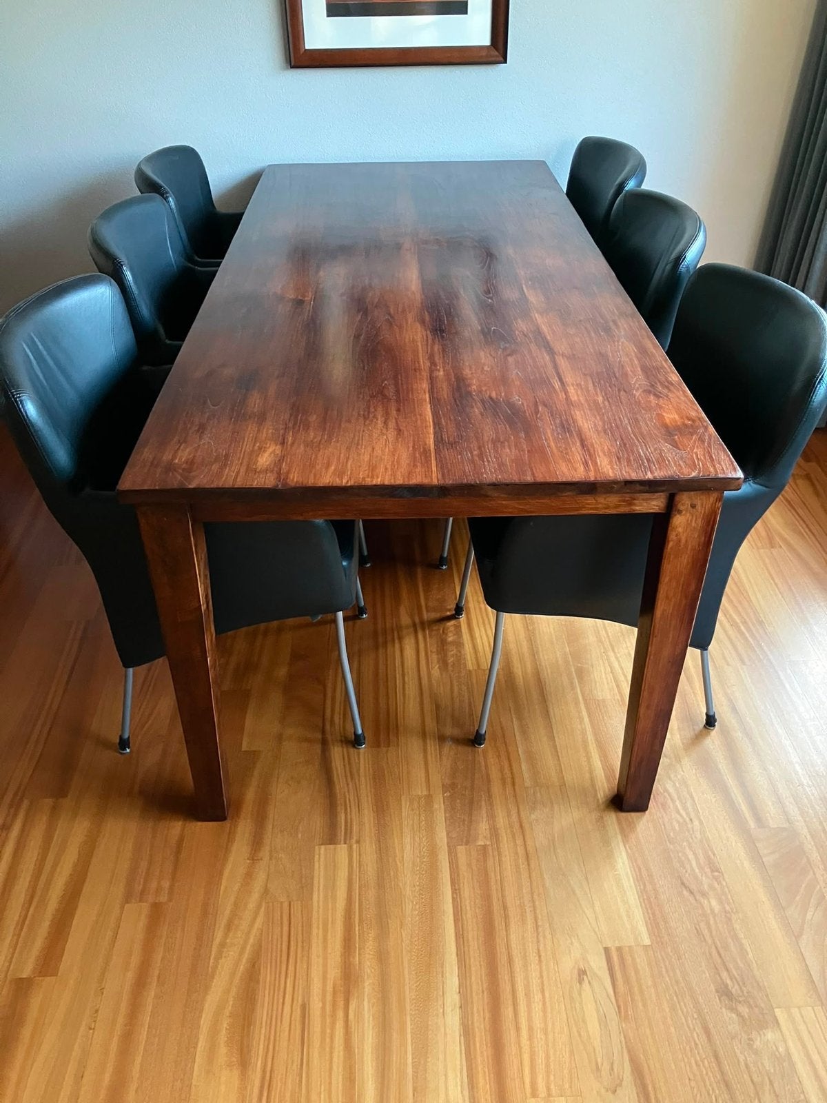 Mooie houten eettafel - 2.10m x 0.94m, Huis en Inrichting, Tafels | Eettafels, Ophalen, Gebruikt, 200 cm of meer, 50 tot 100 cm