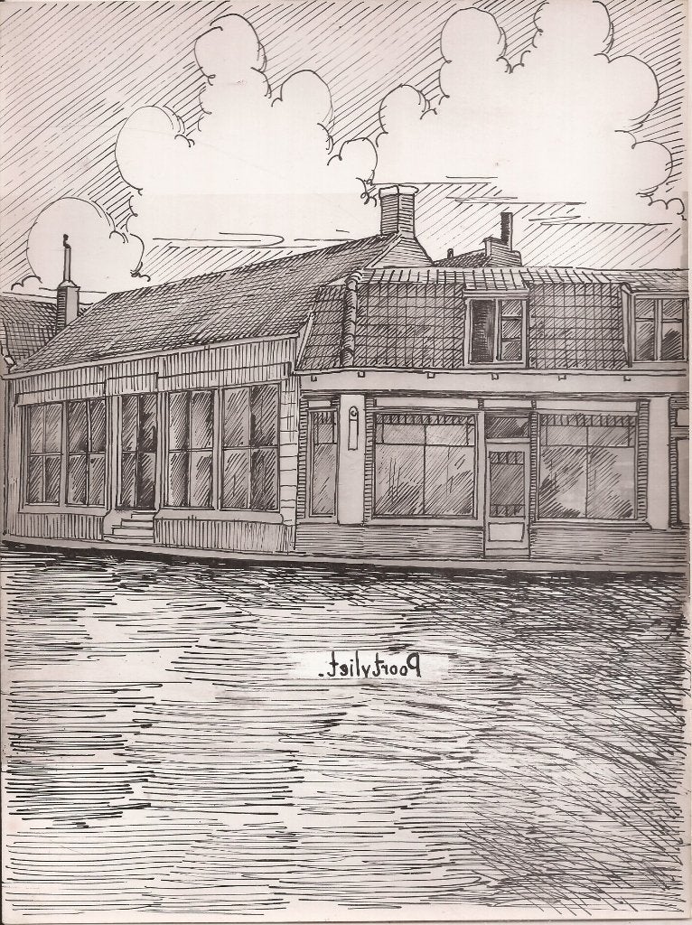 Poortvliet Dorpsgezicht tekening Sievers ca.1948, Antiek en Kunst, Ophalen of Verzenden, Tekening, Pentekening, Origineel