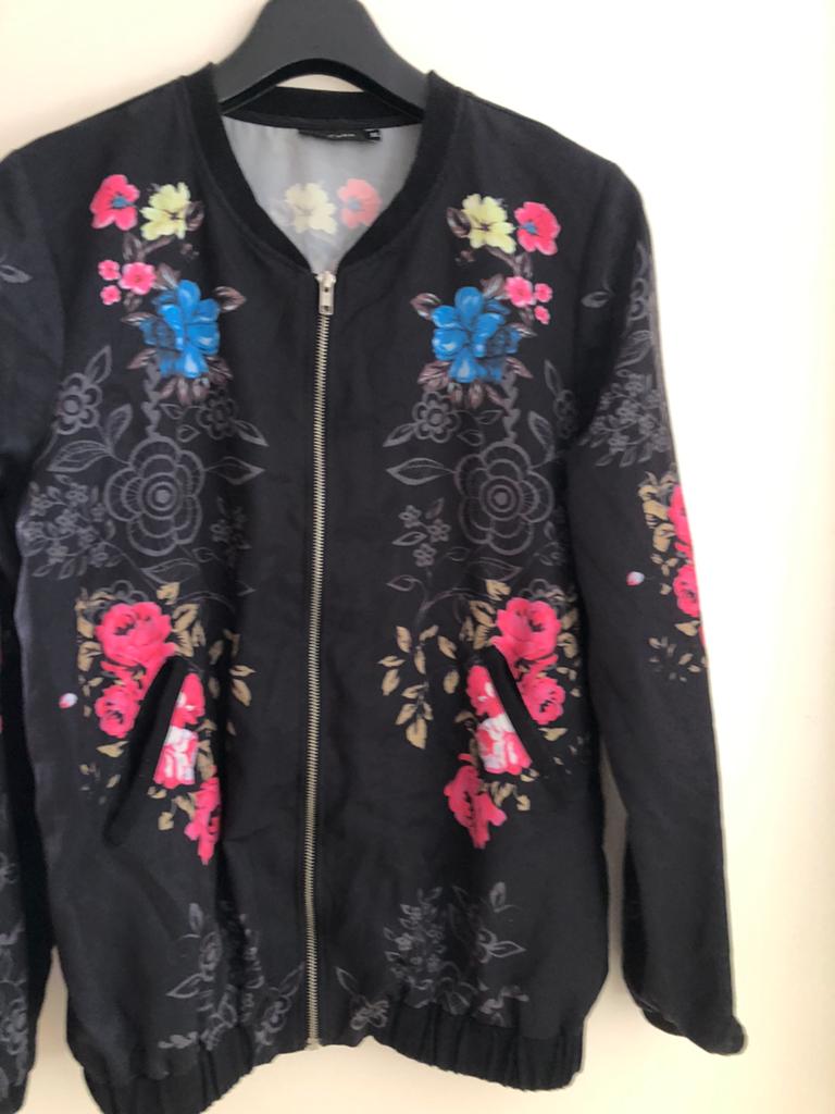 Bomberjack bomber zwart gebloemd Terstal nieuwstaat mt XL, Ophalen of Verzenden, Zo goed als nieuw, Maat 46/48 (XL) of groter