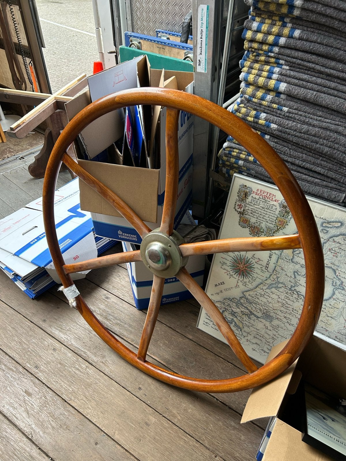 Klassiek houten stuurwiel voor boot xxl - uniek item, Ophalen of Verzenden, Gebruikt, Overige typen