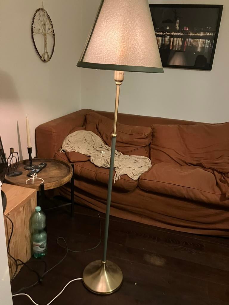 Staande lamp messing groen (Ikea), Ophalen of Verzenden, Zo goed als nieuw, 150 tot 200 cm