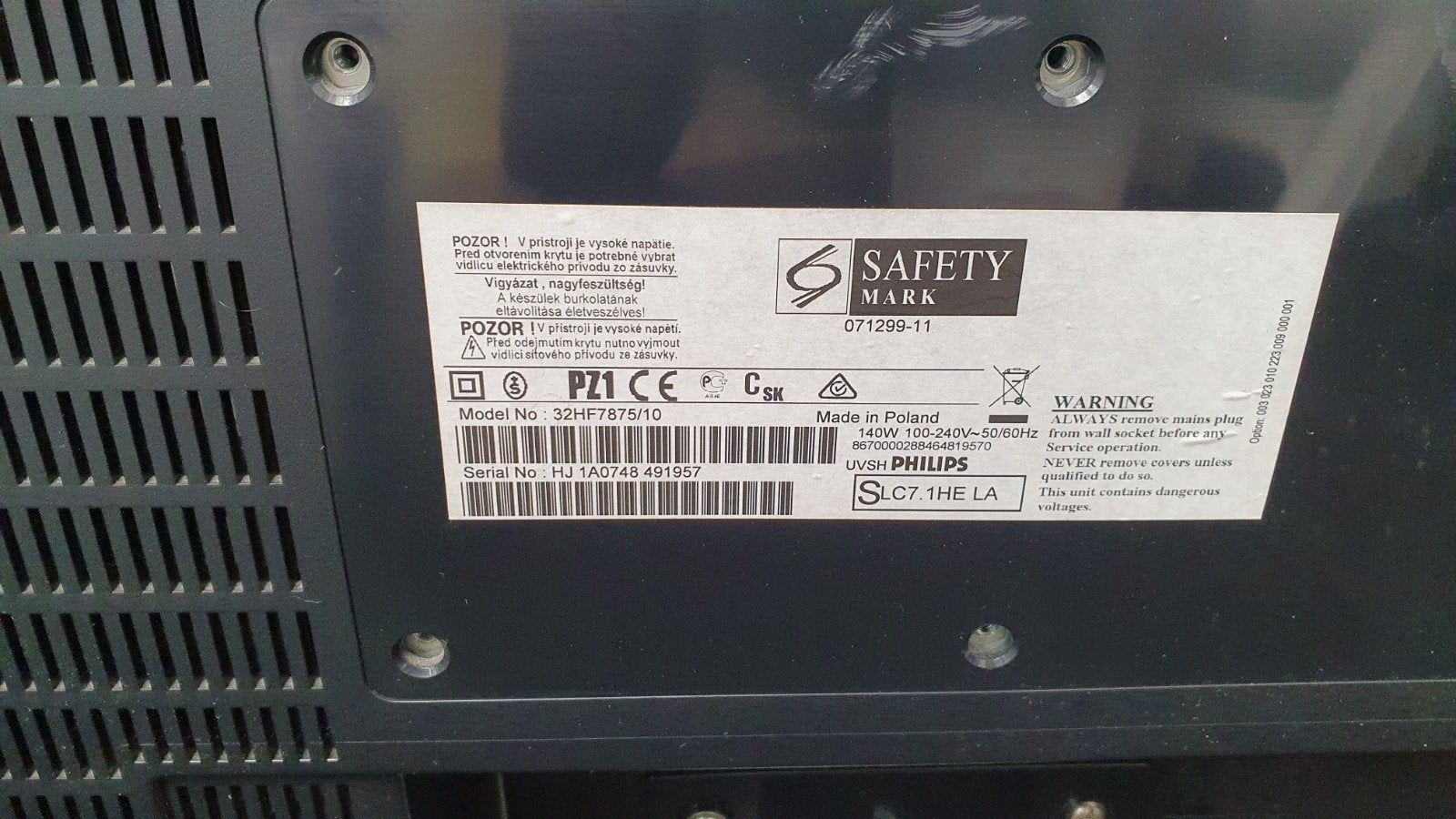 Philips 32HF7875/10 TV met afstandsbediening, Ophalen, Philips, Gebruikt, 50 Hz