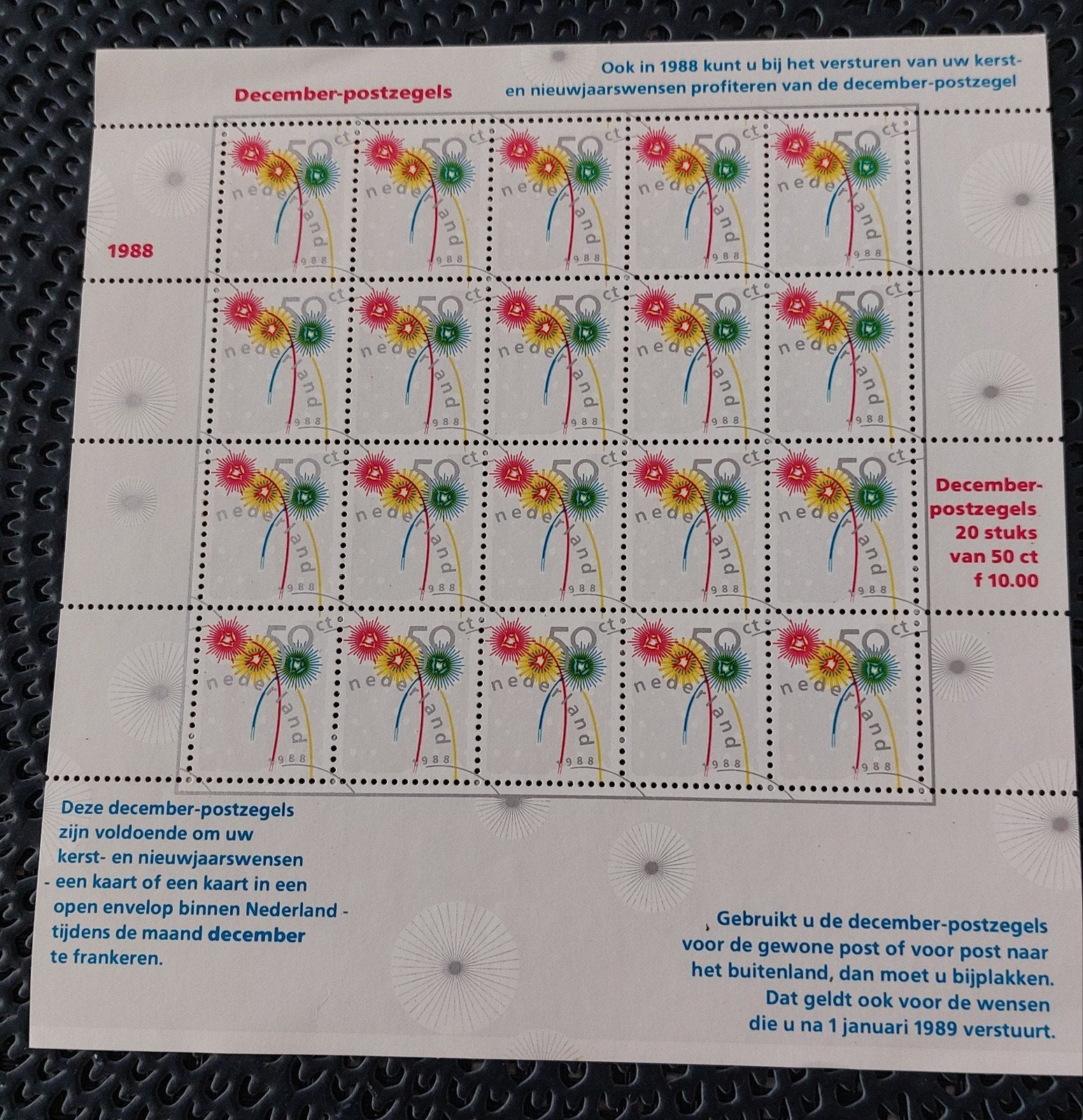 Decemberzegels 1988 - 20 stuks van 50 ct, Ophalen of Verzenden, Na 1940, Postfris