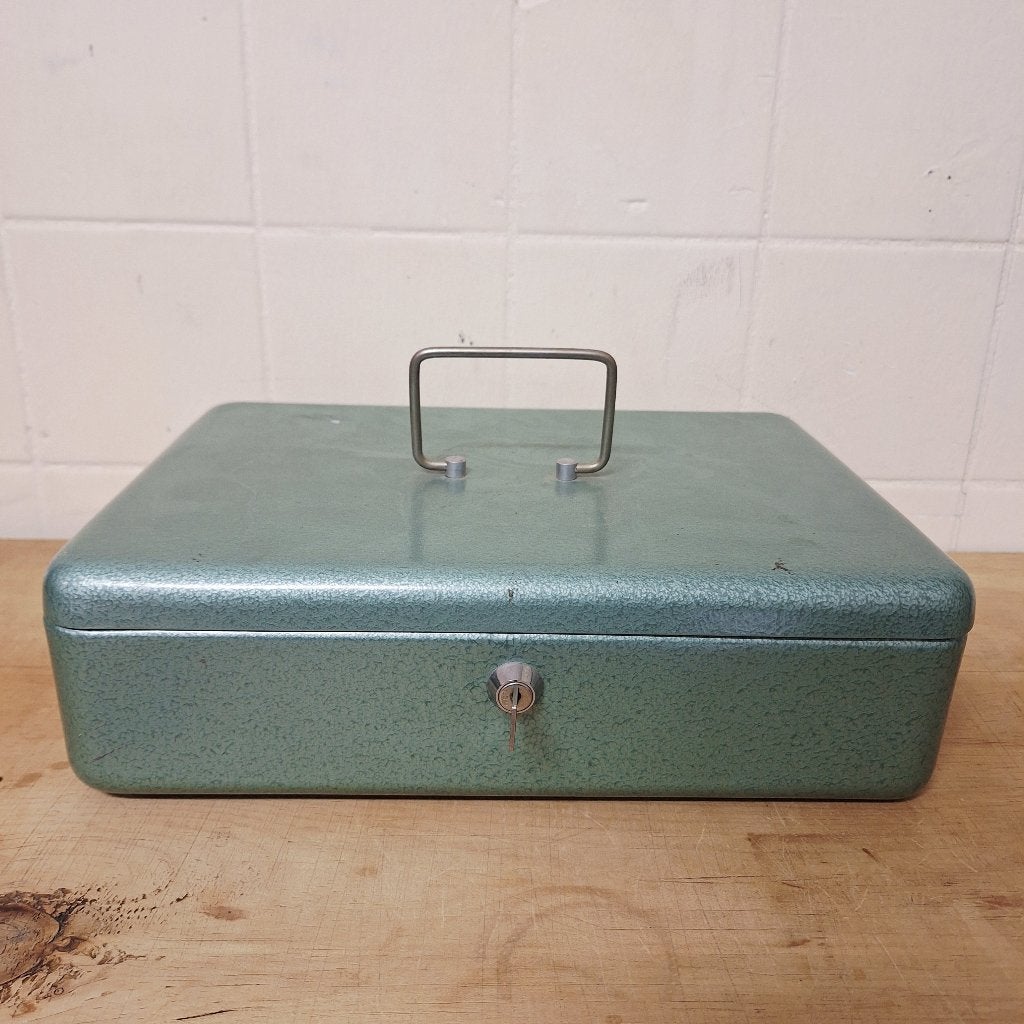 Vintage Metalen Groene Geldkist / Geld Kluis van Panzer, Ophalen of Verzenden