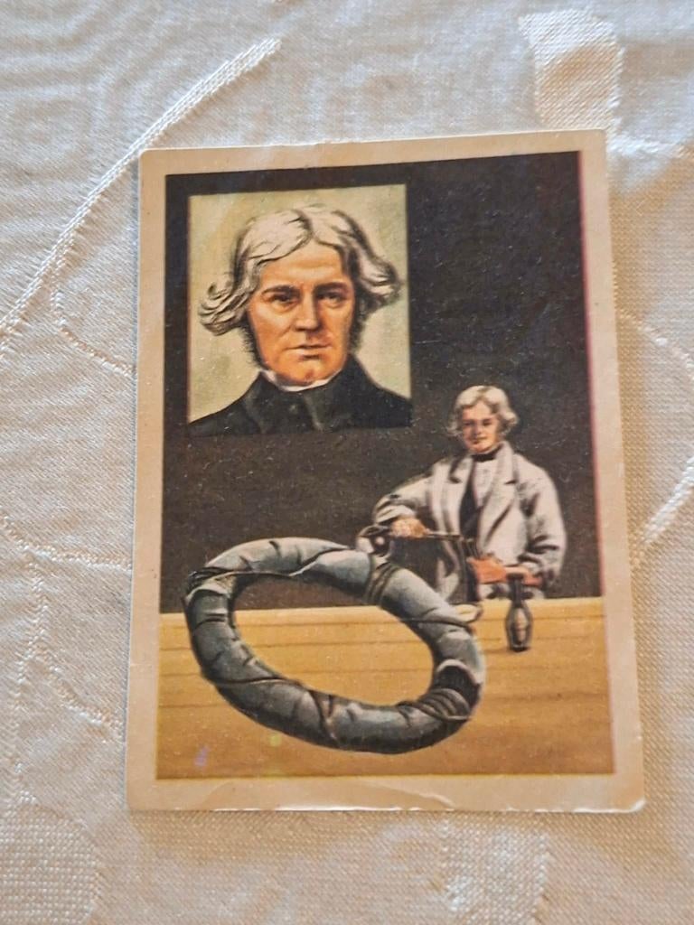Prentje/Chromo : Faraday en de induktie/Chocolade Jacques, Gebruikt, Verzenden, 1940 tot 1960, Prent