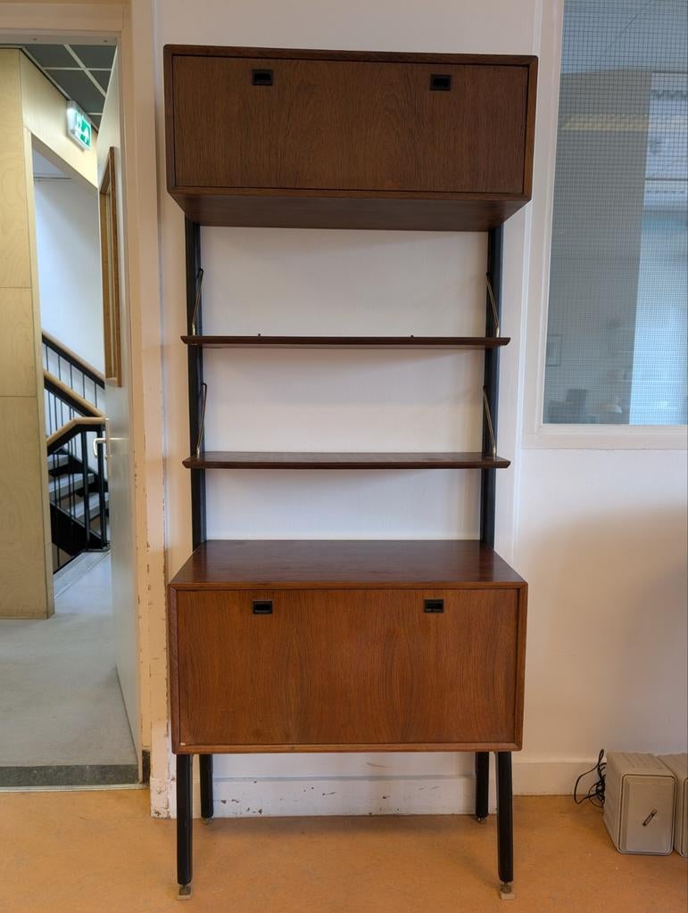 Vintage Modulair Wandmeubel Jaren '60 - Teak & Zwart, Ophalen