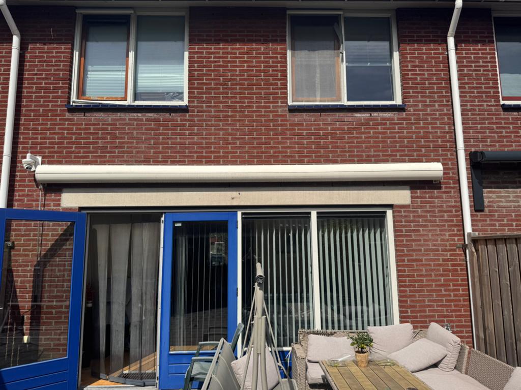 Zonnescherm 500 cm breed x 250 uitval, Tuin en Terras, Zonneschermen, 450 cm of meer, Ophalen of Verzenden, Zo goed als nieuw