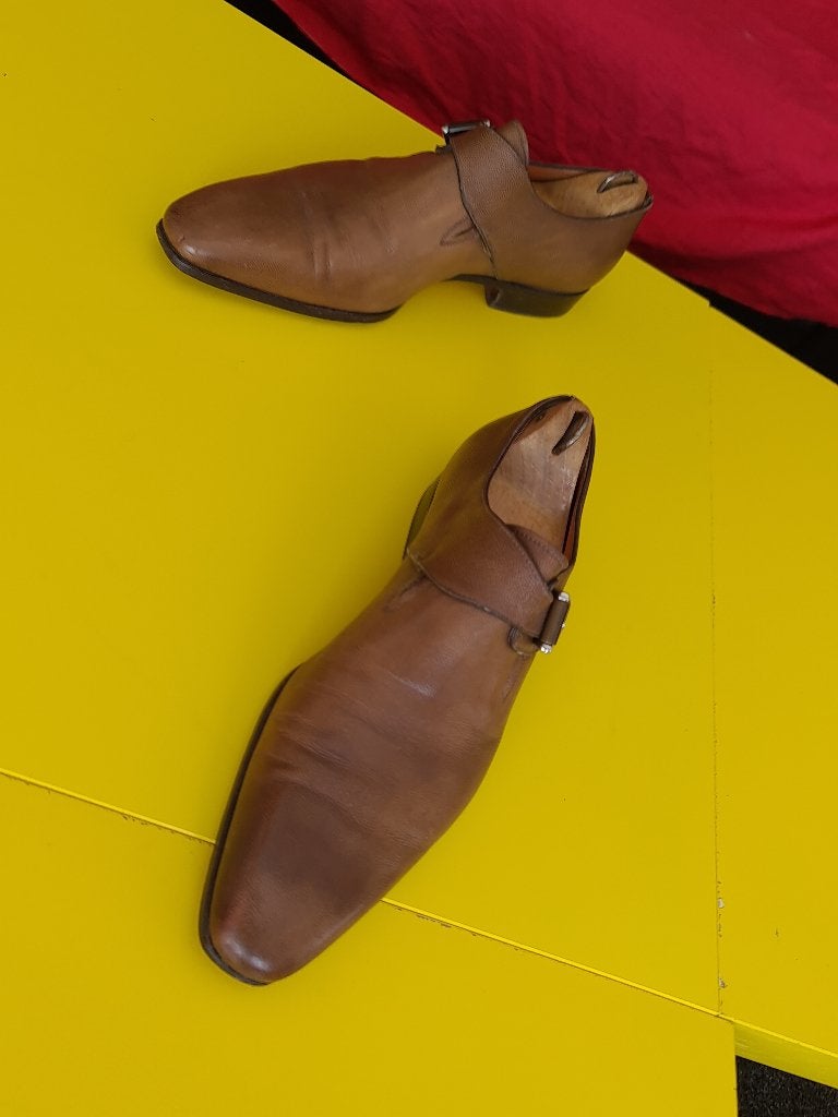 Prachtige Santoni met gesp met cognac kleur maat 8/5, Bruin, Ophalen of Verzenden, Santoni, Gespschoenen