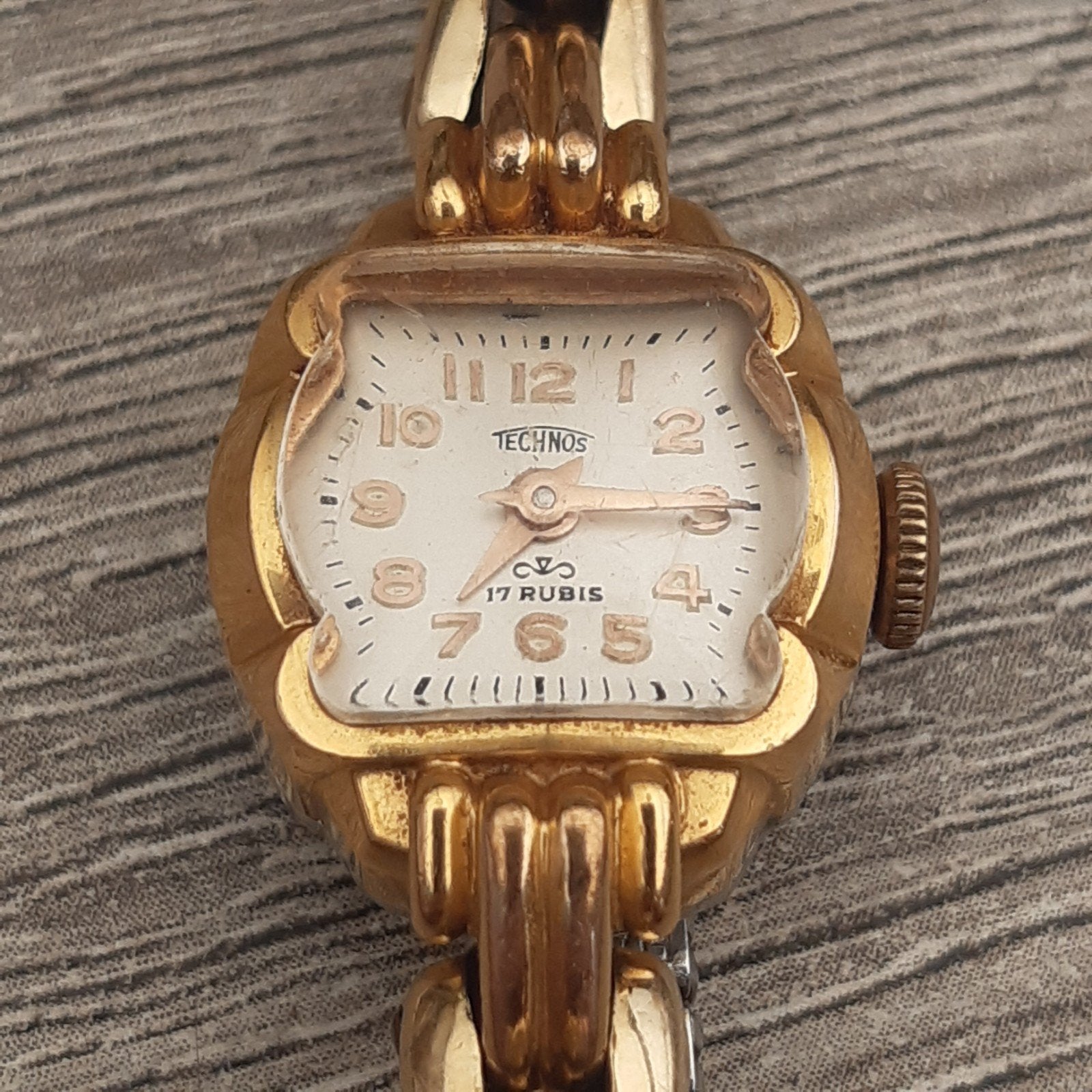 Vintage Technos Dameshorloge - 17 Rubis, 20 Micron Verguld, Sieraden, Tassen en Uiterlijk, Horloges | Dames, Ophalen, Gebruikt