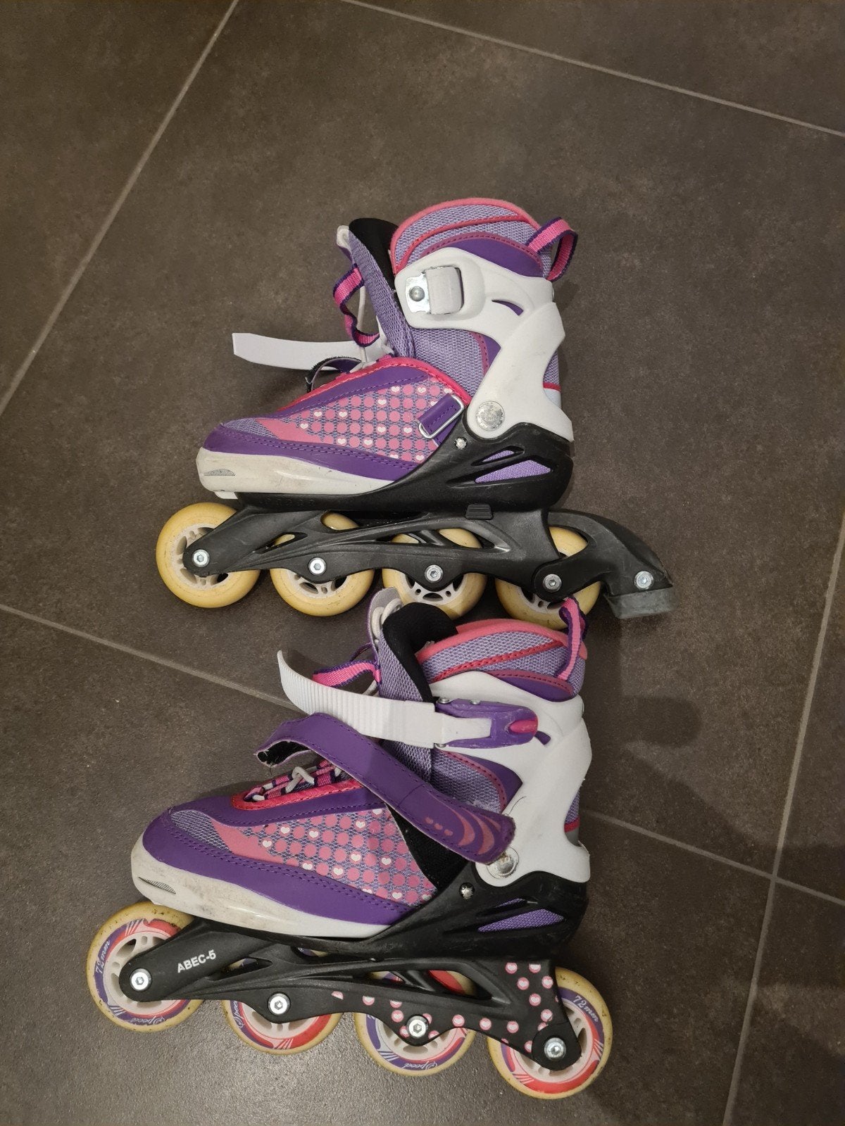 Verstelbare inline skates voor kinderen - paars/roze, Sport en Fitness, Schaatsen, Ophalen of Verzenden, Gebruikt, Overige typen