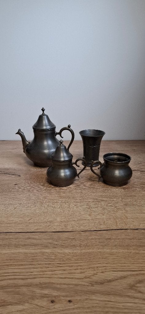 Vintage tinnen servies / koffieset - Rio Tiel (4-delig), Ophalen of Verzenden