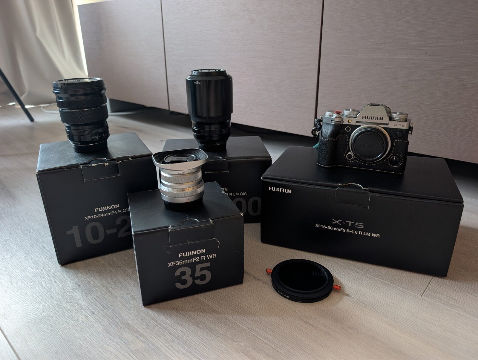 Fujifilm X-T5 met 3 lenzen, Audio, Tv en Foto, Fotocamera's Digitaal, Ophalen, Spiegelreflex, Zo goed als nieuw, Fuji