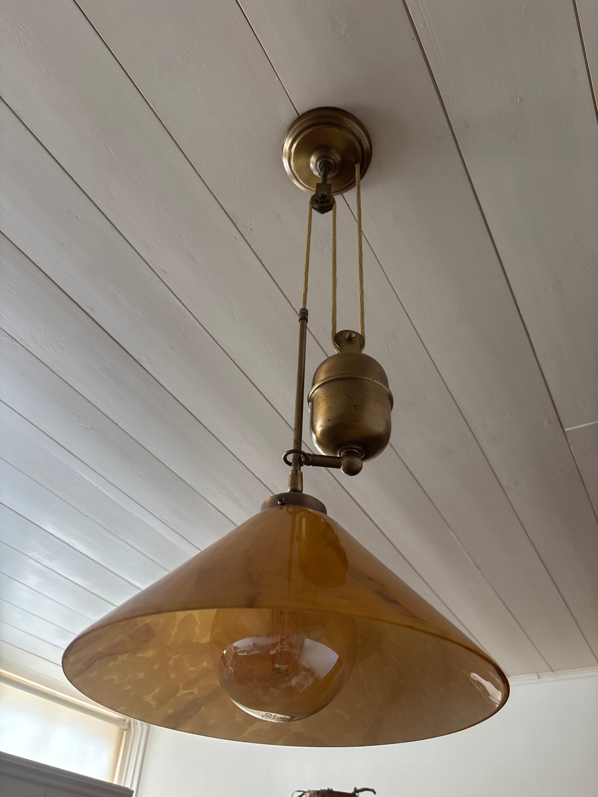 Verstelbare Vintage Plafondlamp met Katrolsysteem, Antiek en Kunst, Ophalen