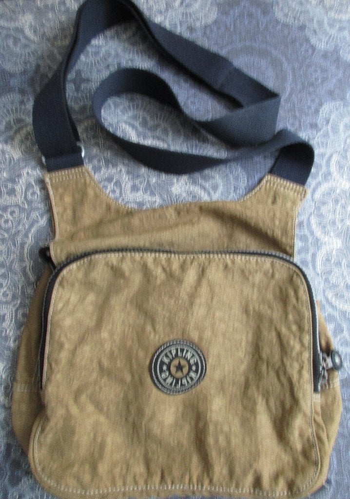 beige schoudertas Kipling met 2 vakken, Ophalen of Verzenden, Gebruikt, Beige, Kipling