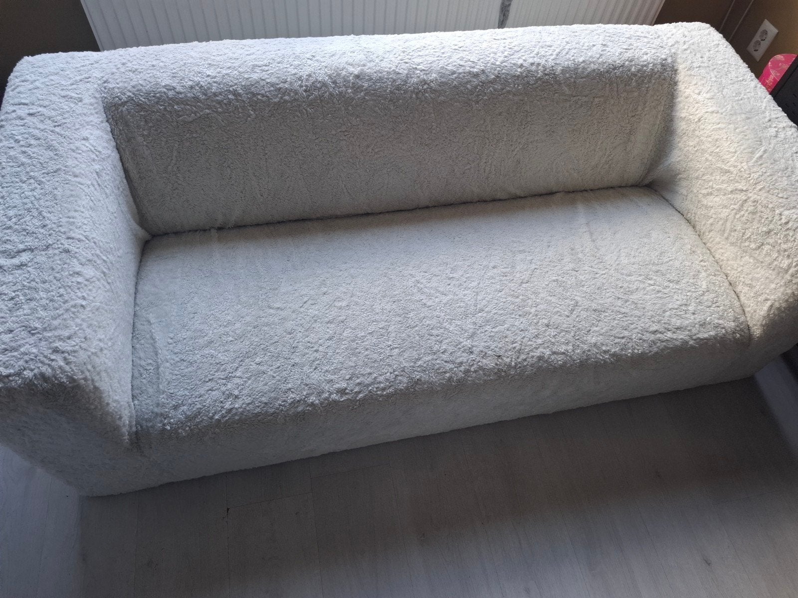 Fijne bank met teddystof, Ophalen, 100 tot 125 cm, Driepersoons, Zo goed als nieuw