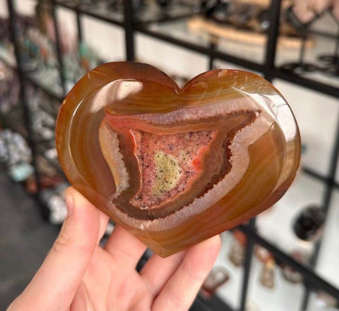 Prachtig druzy sardonyx hart!, Ophalen of Verzenden