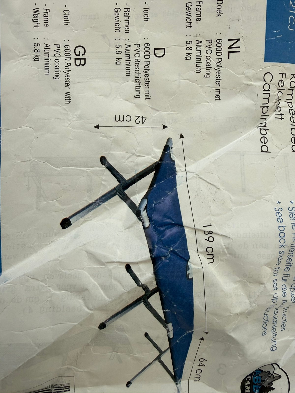 Veldbed, legerbed, logeerbed, Ophalen, Eenpersoons, Zo goed als nieuw, 80 cm