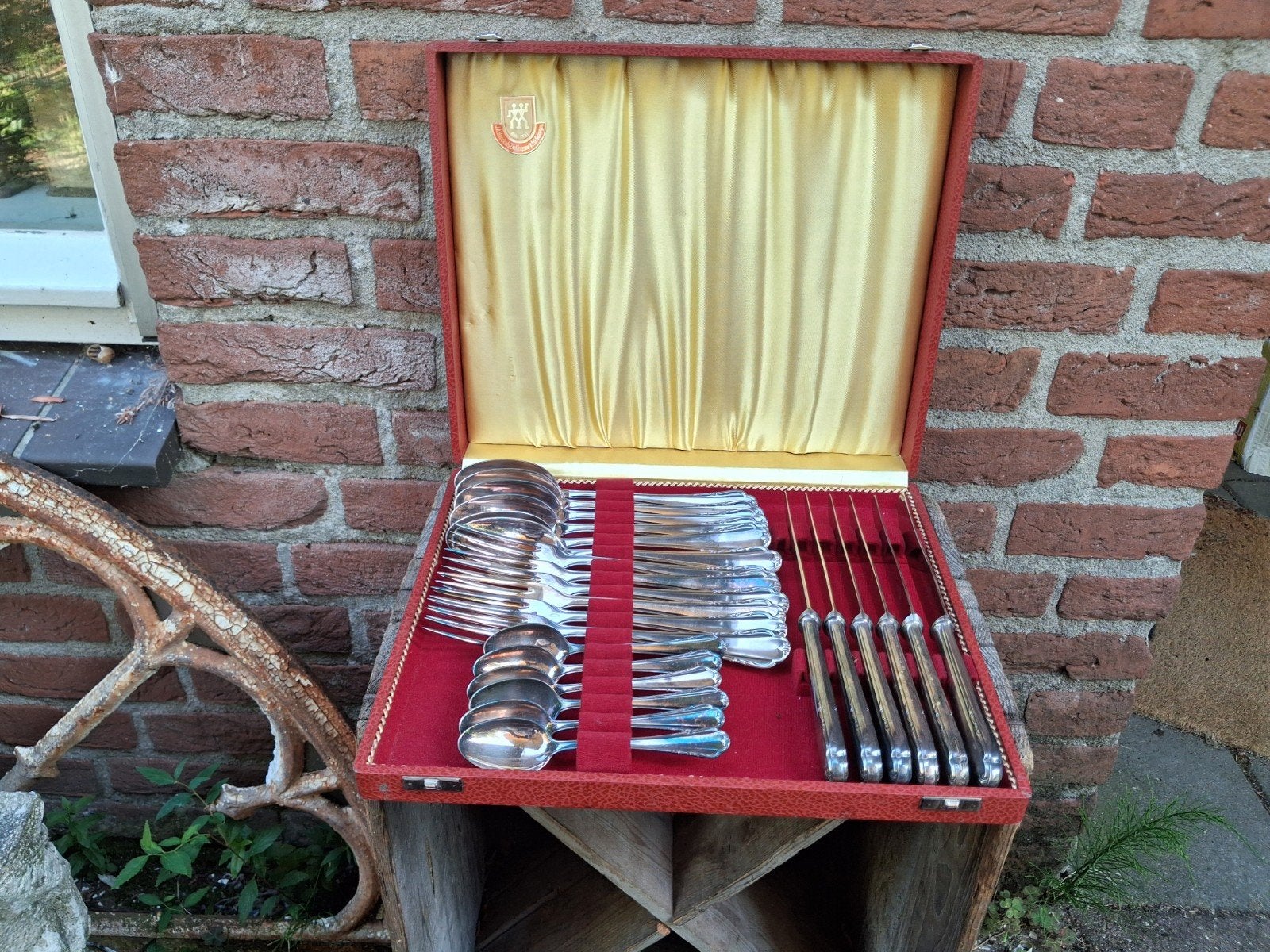 24 delig verzilverde bsf platura 90 bestek cassette, Antiek en Kunst, Ophalen