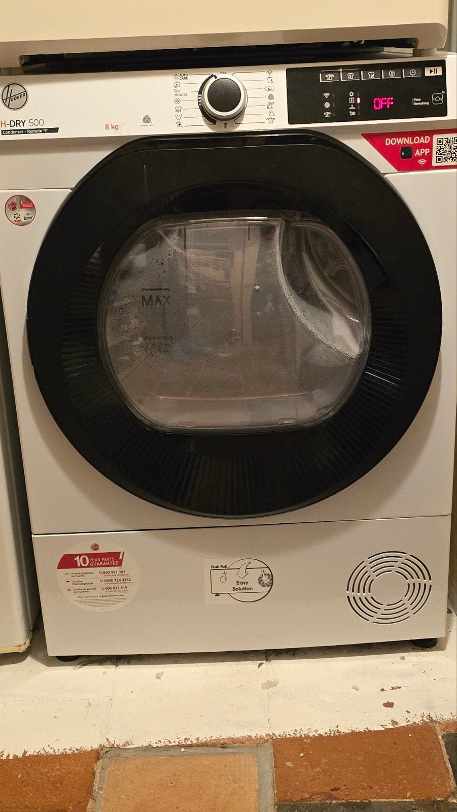 Hoover H-DRY 500 Condensdroger 8 kg, Ophalen, 8 tot 10 kg, Zo goed als nieuw, Voorlader