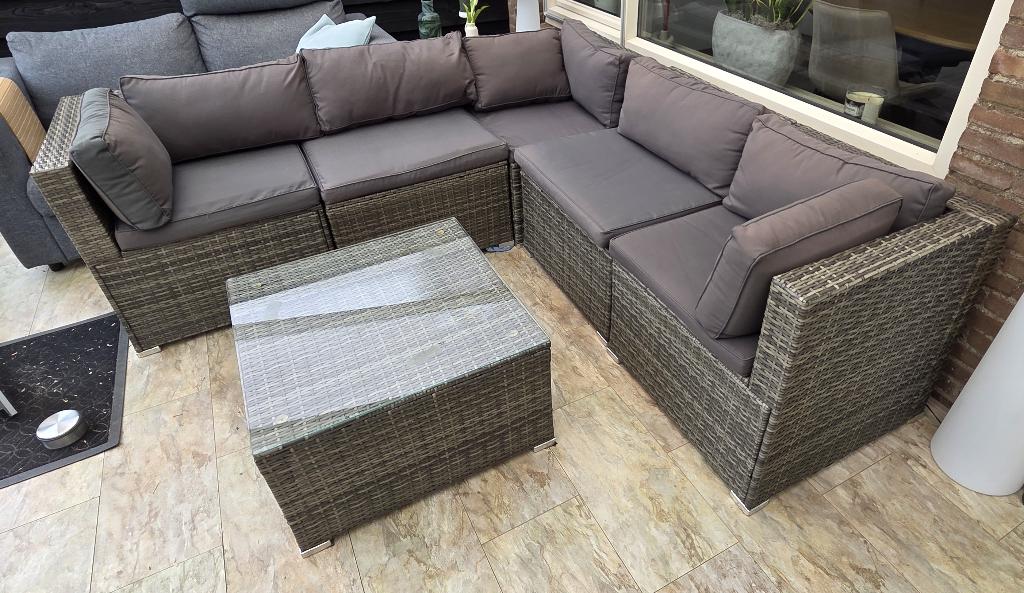 Loungeset 212*212 cm, Tuin en Terras, Ophalen, 5 zitplaatsen, Kunststof, Gebruikt