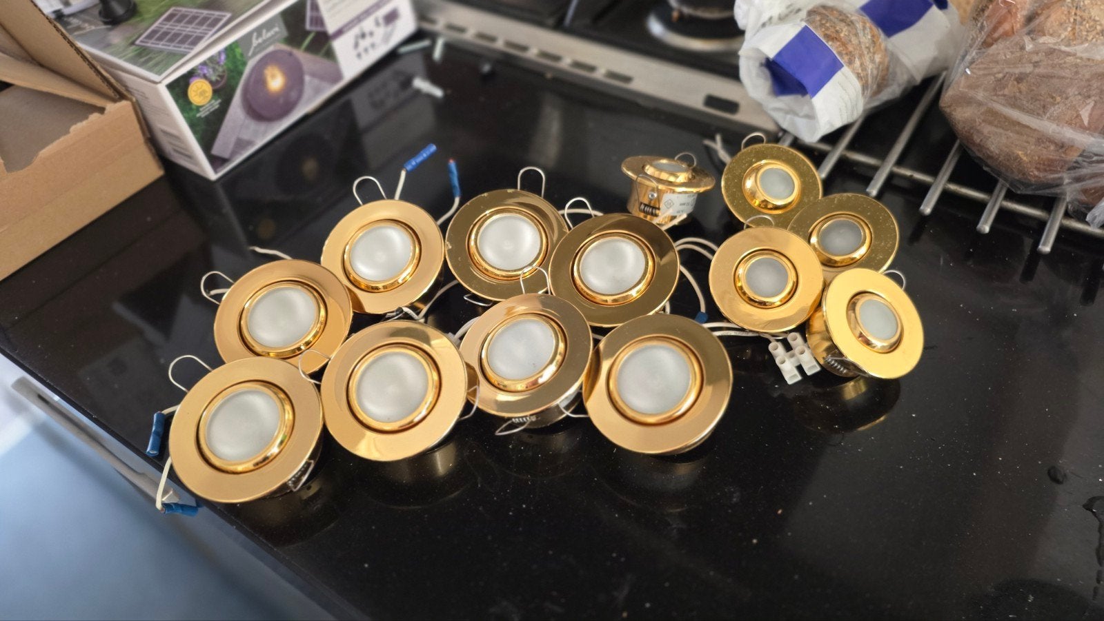 Cantalupi inbouwspots goud/messing – 13 stuks (8 groot + 5 k, Ophalen of Verzenden