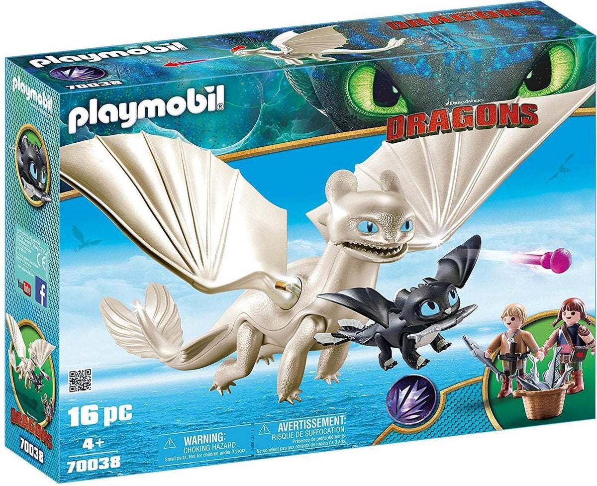 Playmobil 70038: Dragons: Lichtfury, Nachtfury en Hikkie, Complete set, Ophalen of Verzenden, Zo goed als nieuw, Dragons