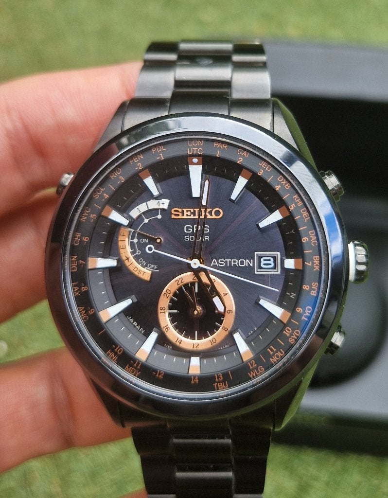 Seiko Astron Solar GPS SAST001 heren horloge met saffierglas, Gebruikt, Polshorloge, Overige materialen, Ophalen of Verzenden
