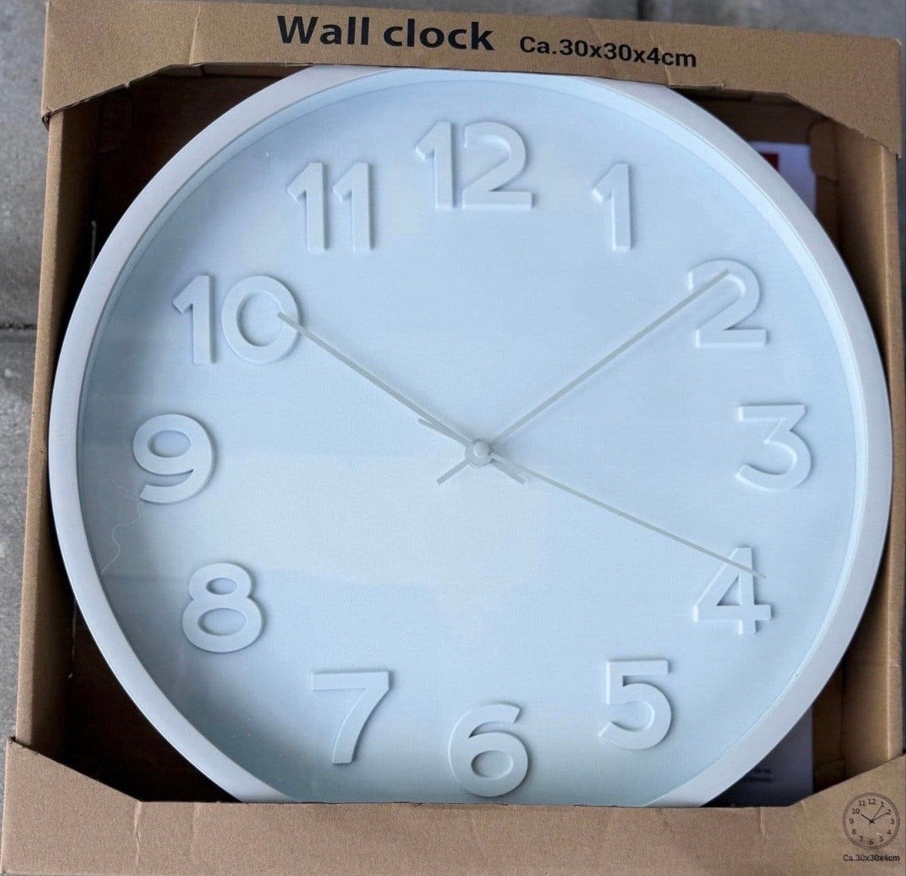 Witte wandklok - Modern design - Ca. 30x30x4cm, Huis en Inrichting, Woonaccessoires | Klokken, Wandklok, Wit, Analoog, Nieuw