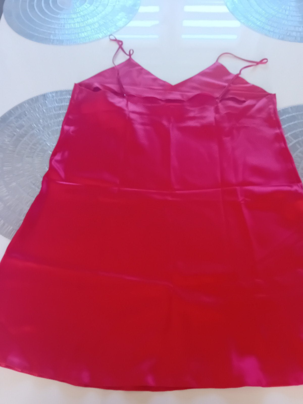 Rood satijnen jurkje/nachthemd - Maat M, Maat 38/40 (M), Ophalen of Verzenden, Boven de knie, Rood