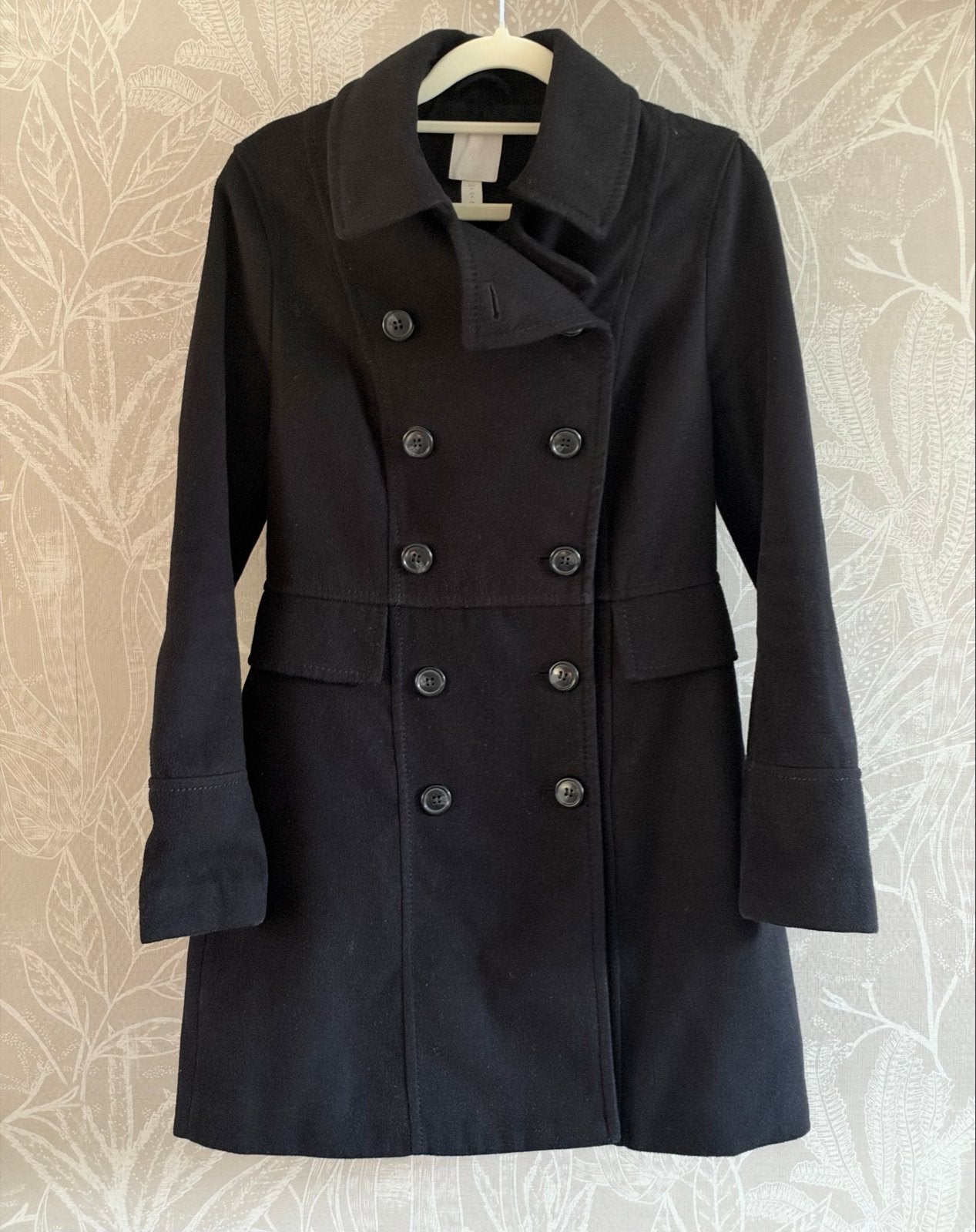 H&M Klassieke Zwarte Double-Breasted Peacoat maat 36 / S, Ophalen of Verzenden, Gedragen, Maat 36 (S), Zwart