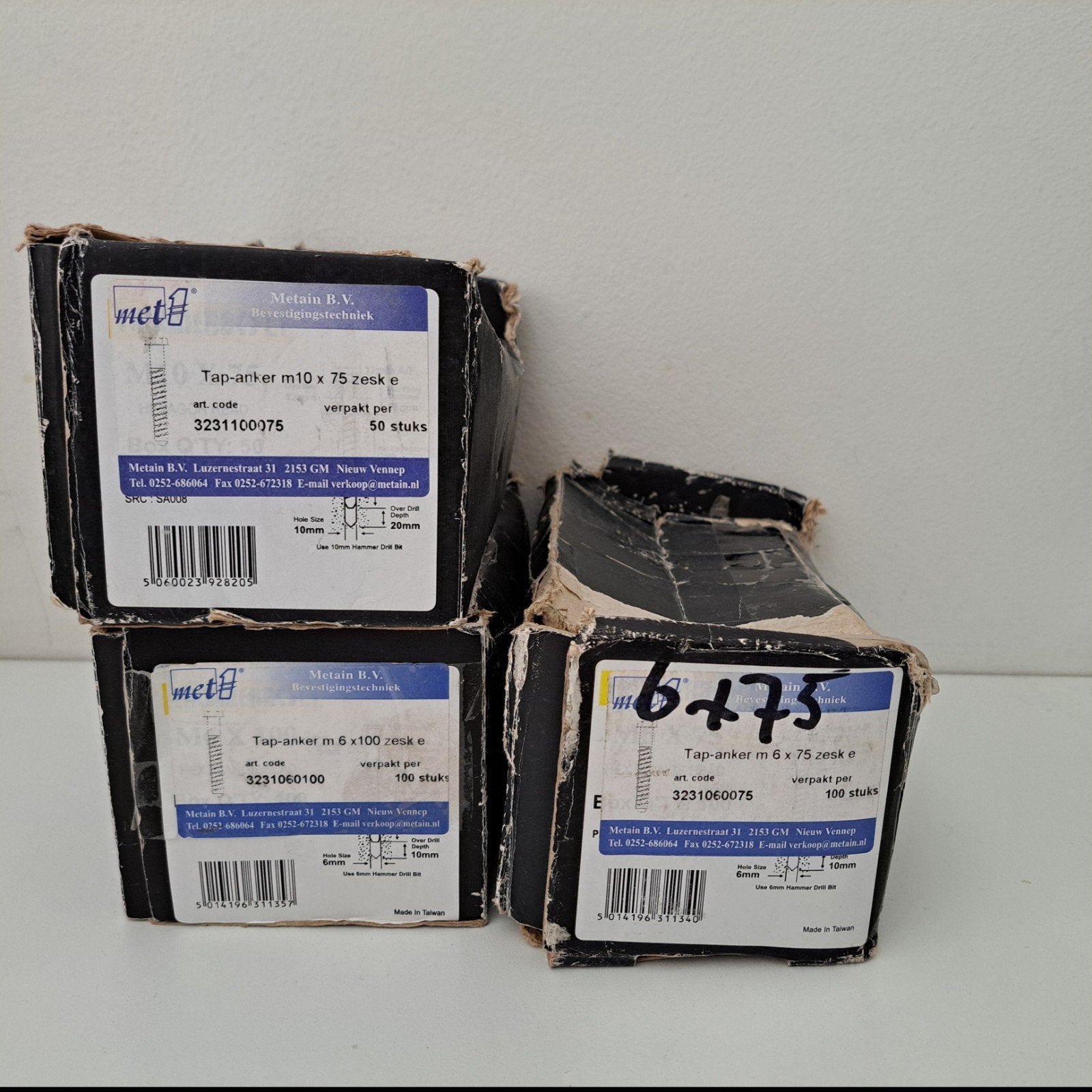 Metain Tap-anker 6 x 75 ,  6x100,  10x75, Ophalen of Verzenden, Nieuw, 50 tot 100 mm, Bouten of Moeren