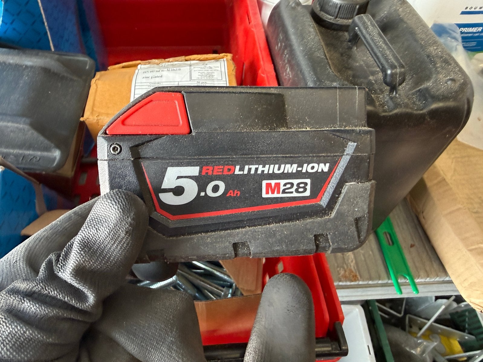 Milwaukee M28 5.0 Ah Accu REDLITHIUM-ION, Ophalen, Gebruikt