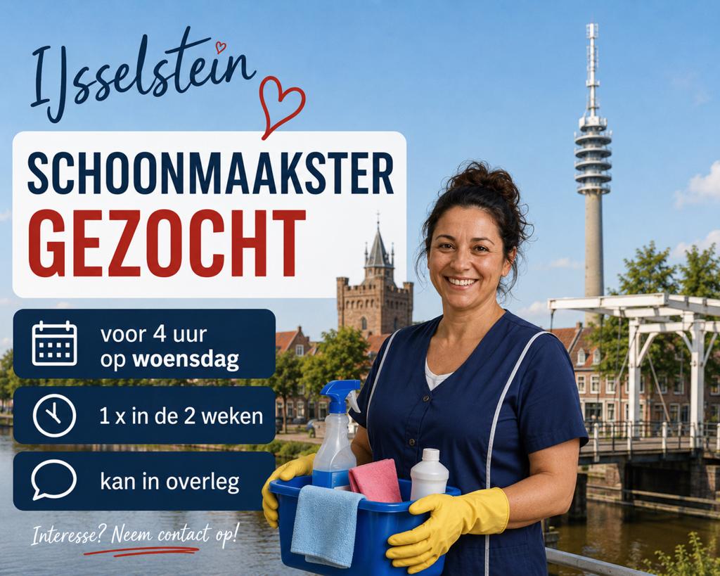 Schoonmaakster gezocht in IJsselstein, Overige uren, Overige niveaus, Overige vormen