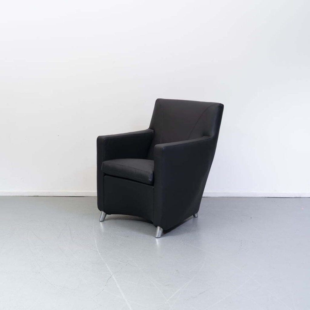Leolux Dolcinea Fauteuil Zwart Leer, Niet ingevuld, Zo goed als nieuw, Niet ingevuld, Niet ingevuld