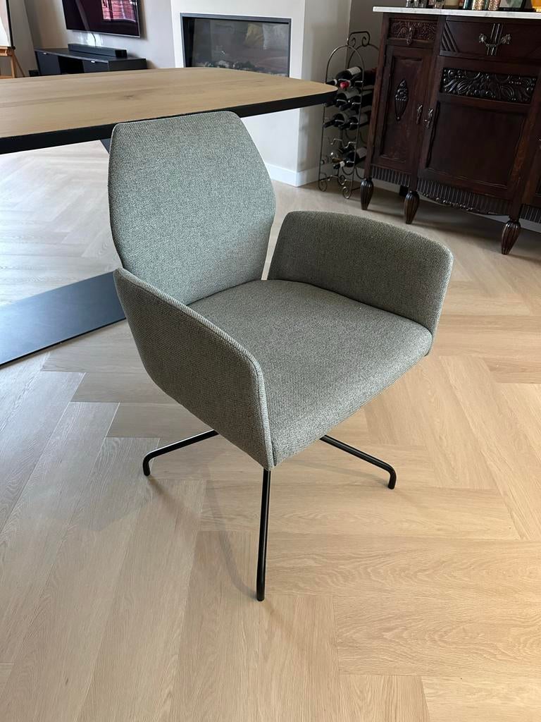 3x NIX Design Eetkamerstoelen (draaibaar) - Grijs, Huis en Inrichting, Stoelen, Ophalen, Zo goed als nieuw, Eén, Stof