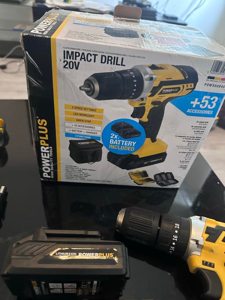 Powerplus Impact Drill 20V - Zo goed als nieuw, Ophalen of Verzenden, Minder dan 400 watt, Klopboormechanisme, Zo goed als nieuw