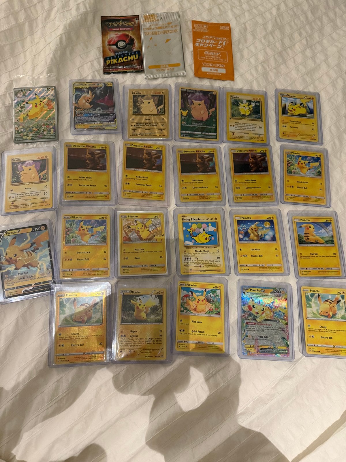 Collectie Pikachu Pokémon kaarten en boosters, Ophalen of Verzenden, Zo goed als nieuw, Meerdere kaarten, Foil