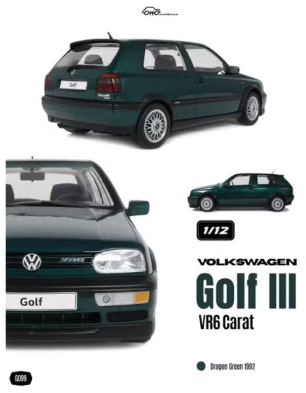 1:12 Volkswagen Golf III VR6 uit 1992 Groen Ottomobile, Hobby en Vrije tijd, Modelauto's | 1:5 tot 1:12, Ophalen of Verzenden