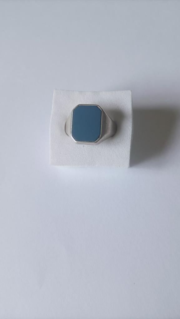 Oude blauwe zilveren lagensteen heren ring, Verzenden, Zilver, Ring, Met edelsteen