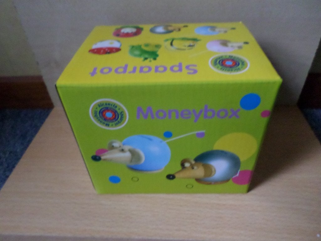 Blauwe Muis Houten Spaarpot, nieuw in doos, Verzamelen, Ophalen of Verzenden, Nieuw, Hout, Dier