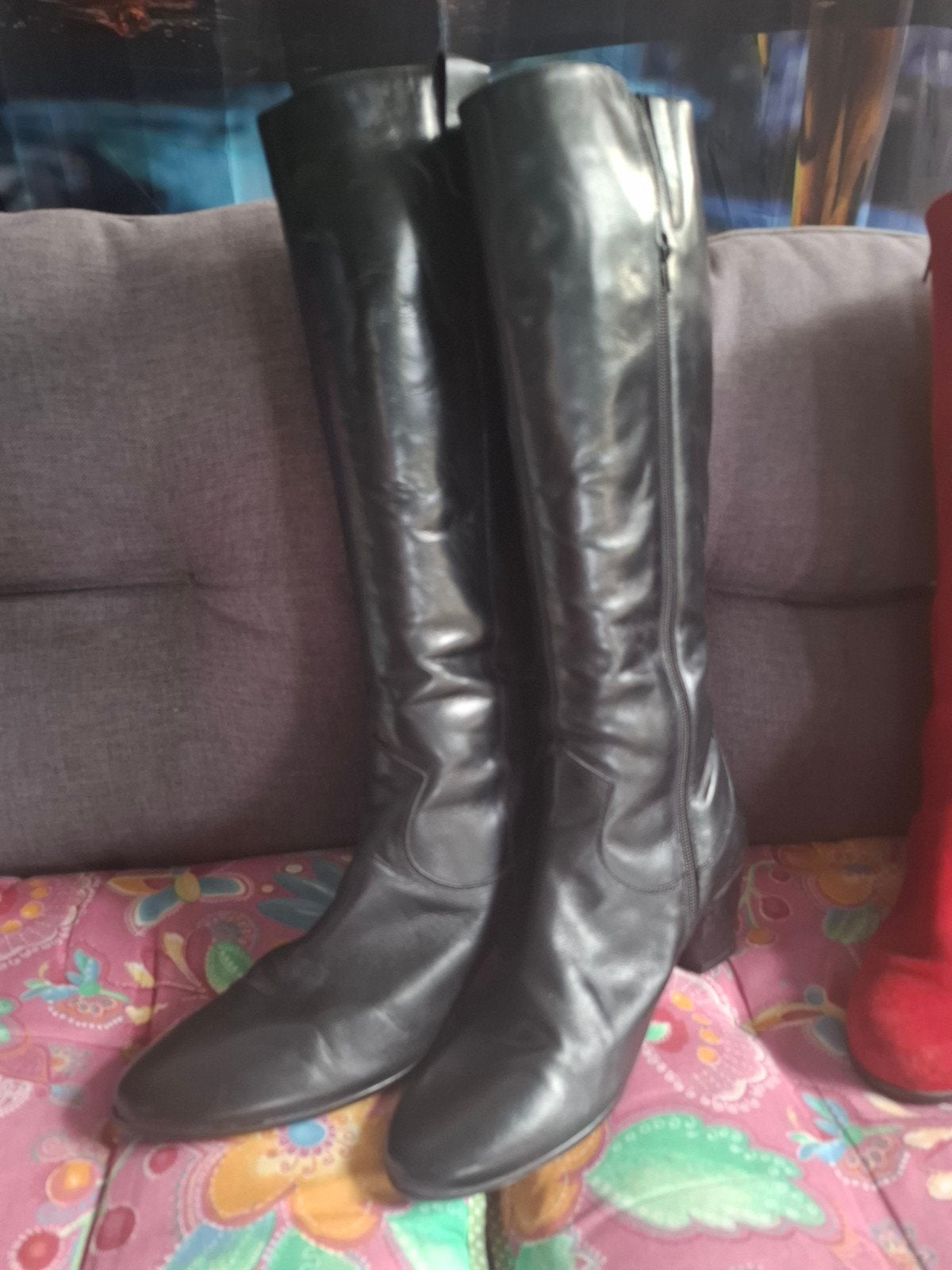Zwarte leren hoge laarzen - Maat 42 - Made in Italy, Kleding | Dames, Schoenen, Ophalen of Verzenden, Gedragen, Zwart, Hoge laarzen