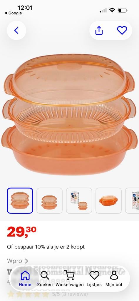 Wirlpool Magnetron Stoomschaal compleet -  Oranje, Overige typen, Kunststof, Nieuw, Ophalen of Verzenden