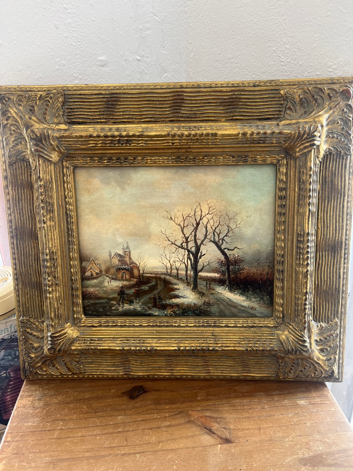 Oud Hollands winterlandschap op paneel, gesigneerd, Paneel, Oud hollands, Ophalen of Verzenden, Gesigneerd