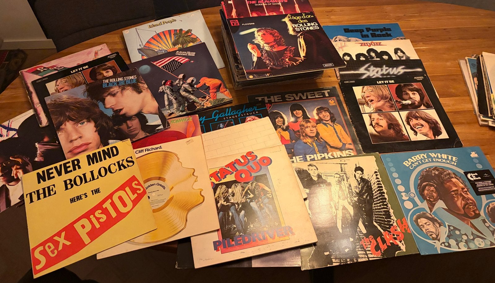 Grote collectie vinyl platen, oa beatles, stones, status quo, LP, Gebruikt, Originele persing, Ophalen of Verzenden