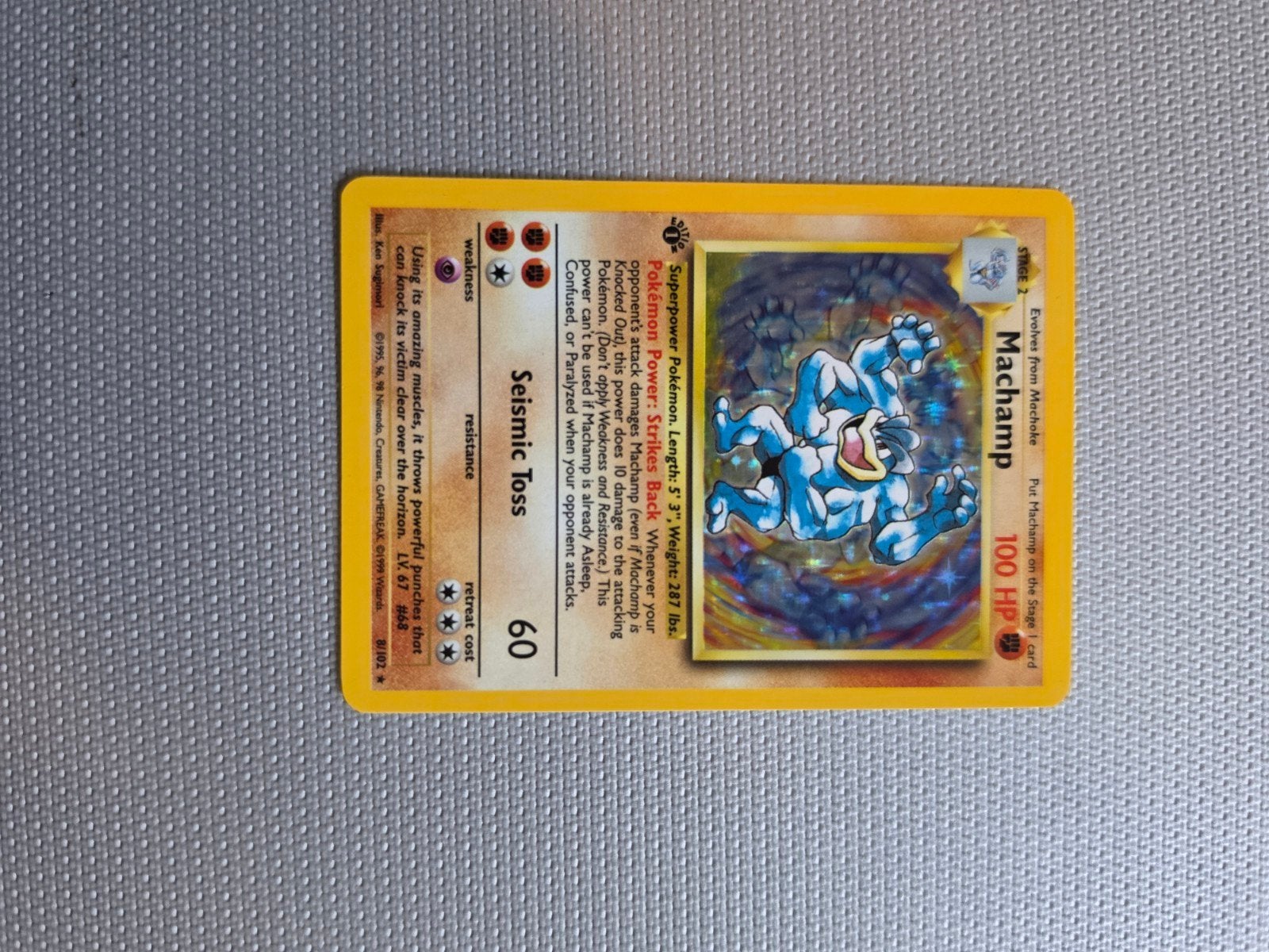 Machamp Holo 1st Edition Base Set Pokémon Kaart NM, Ophalen of Verzenden, Zo goed als nieuw